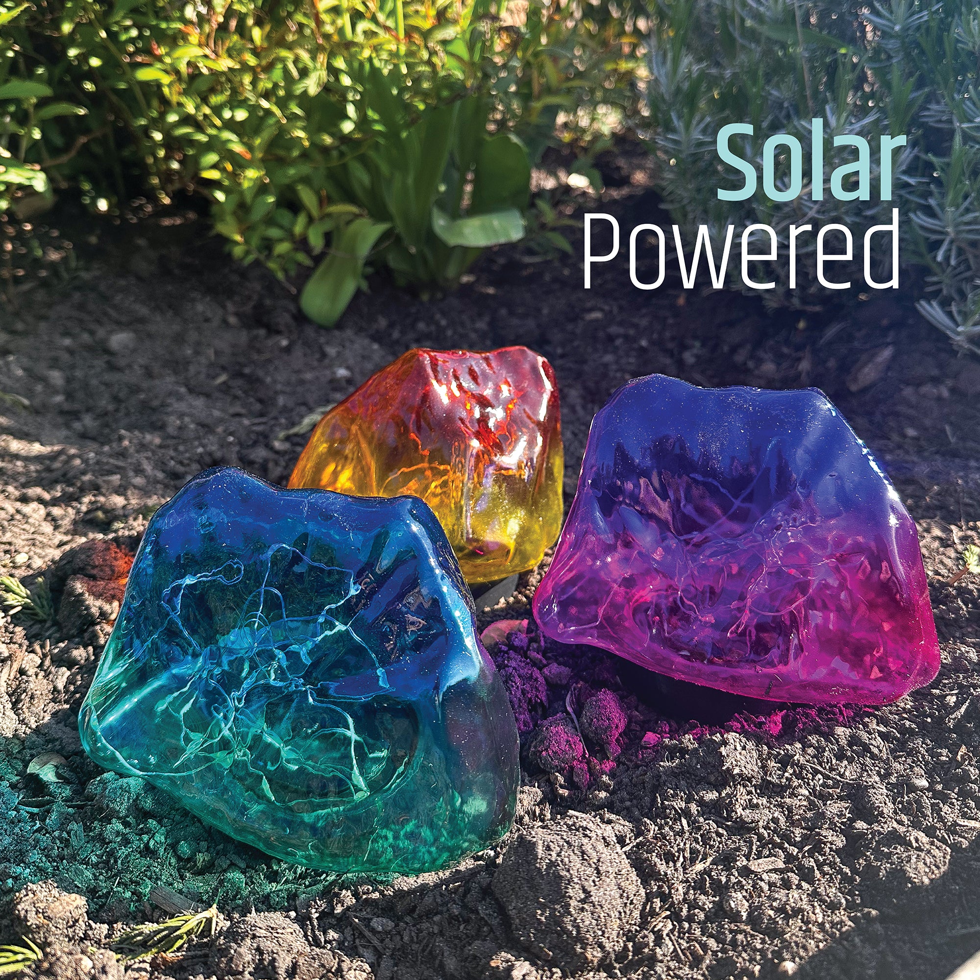 3 Pack Solar Garden Stone Lights