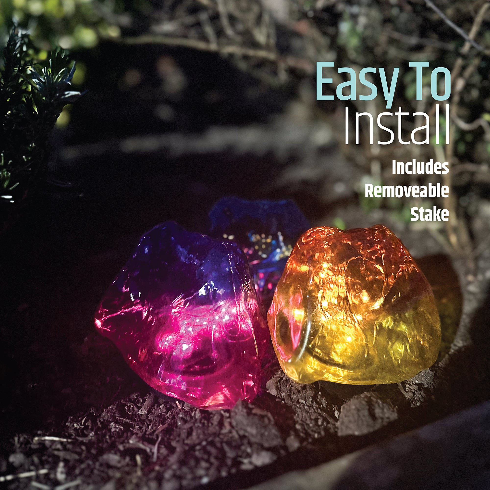 3 Pack Solar Garden Stone Lights