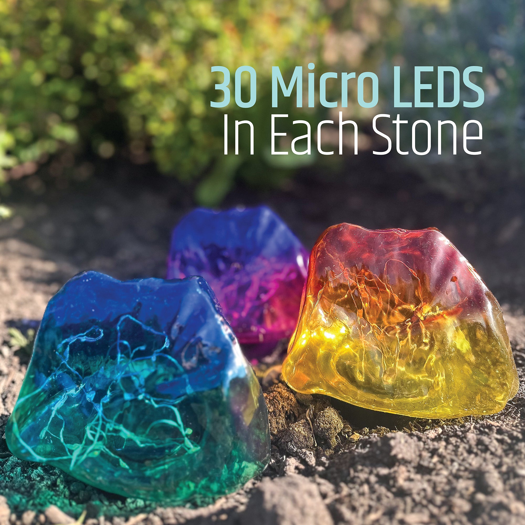3 Pack Solar Garden Stone Lights