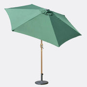2.7m Tilting Garden Parasol Umbrella – Dark Green with Wooden Pole – UV Resistant Outdoor Shade