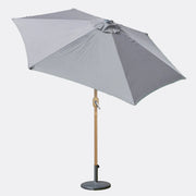 2.7m Tilting Garden Parasol Umbrella – Grey with Wooden Pole – UV Resistant Outdoor Shade