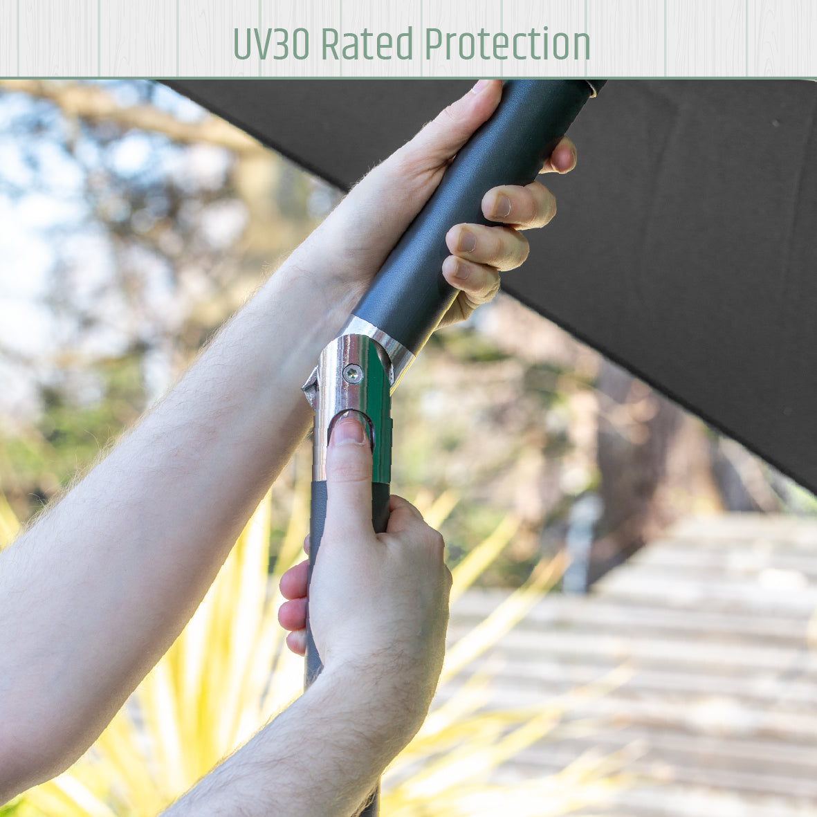 2.7m Tilting Garden Parasol Umbrella – Charcoal with Grey Pole – UV Resistant Outdoor Shade