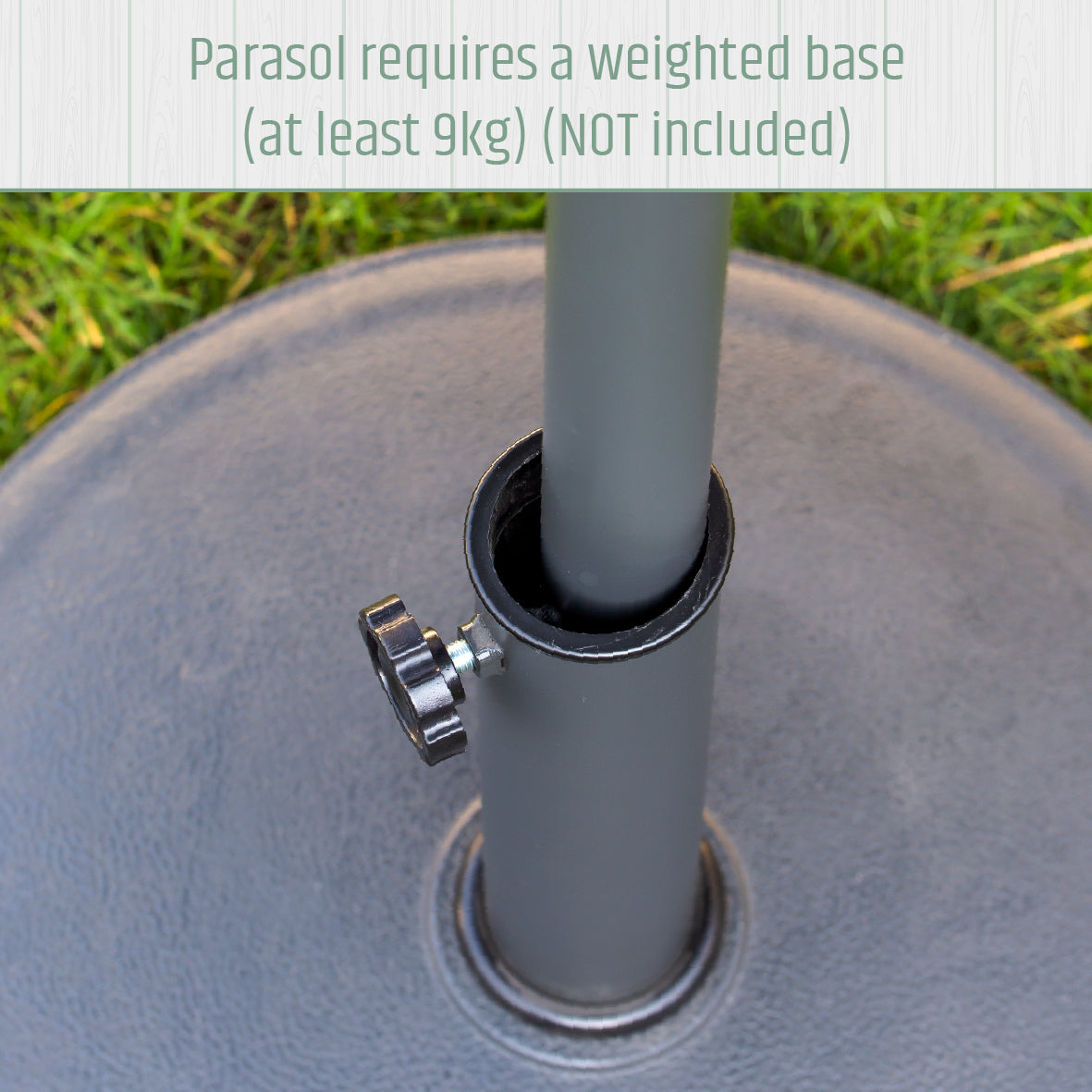 2.7m Tilting Garden Parasol Umbrella – Grey with Grey Pole – UV Resistant Outdoor Shade