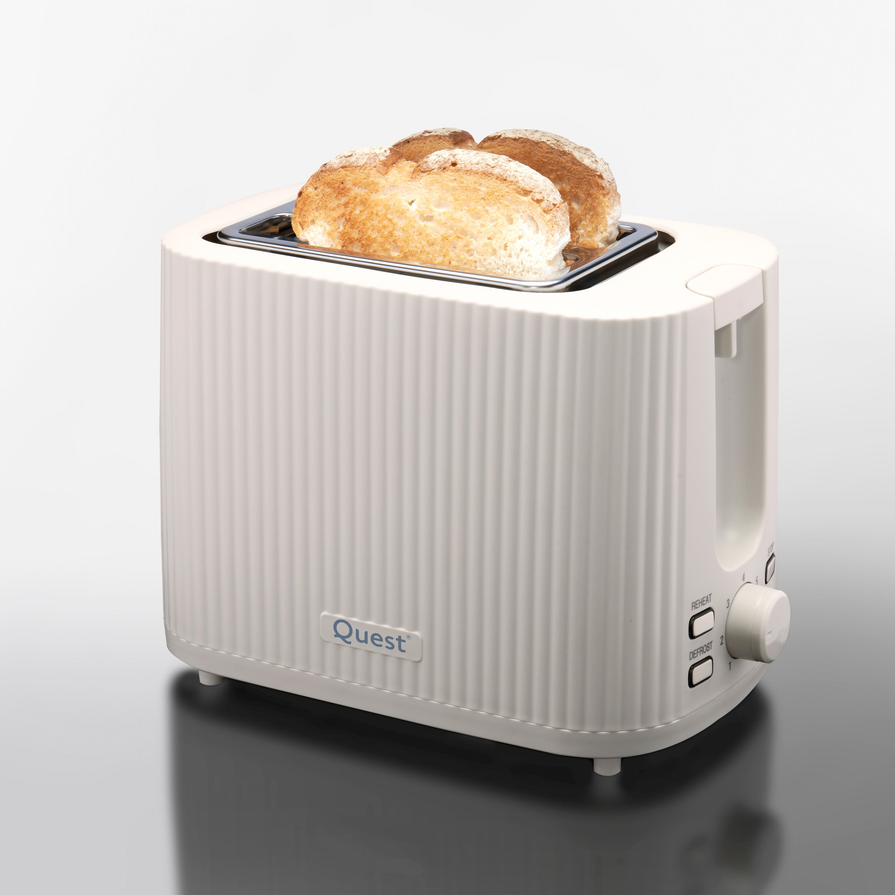 2 Slice Toaster - White Grooved Design