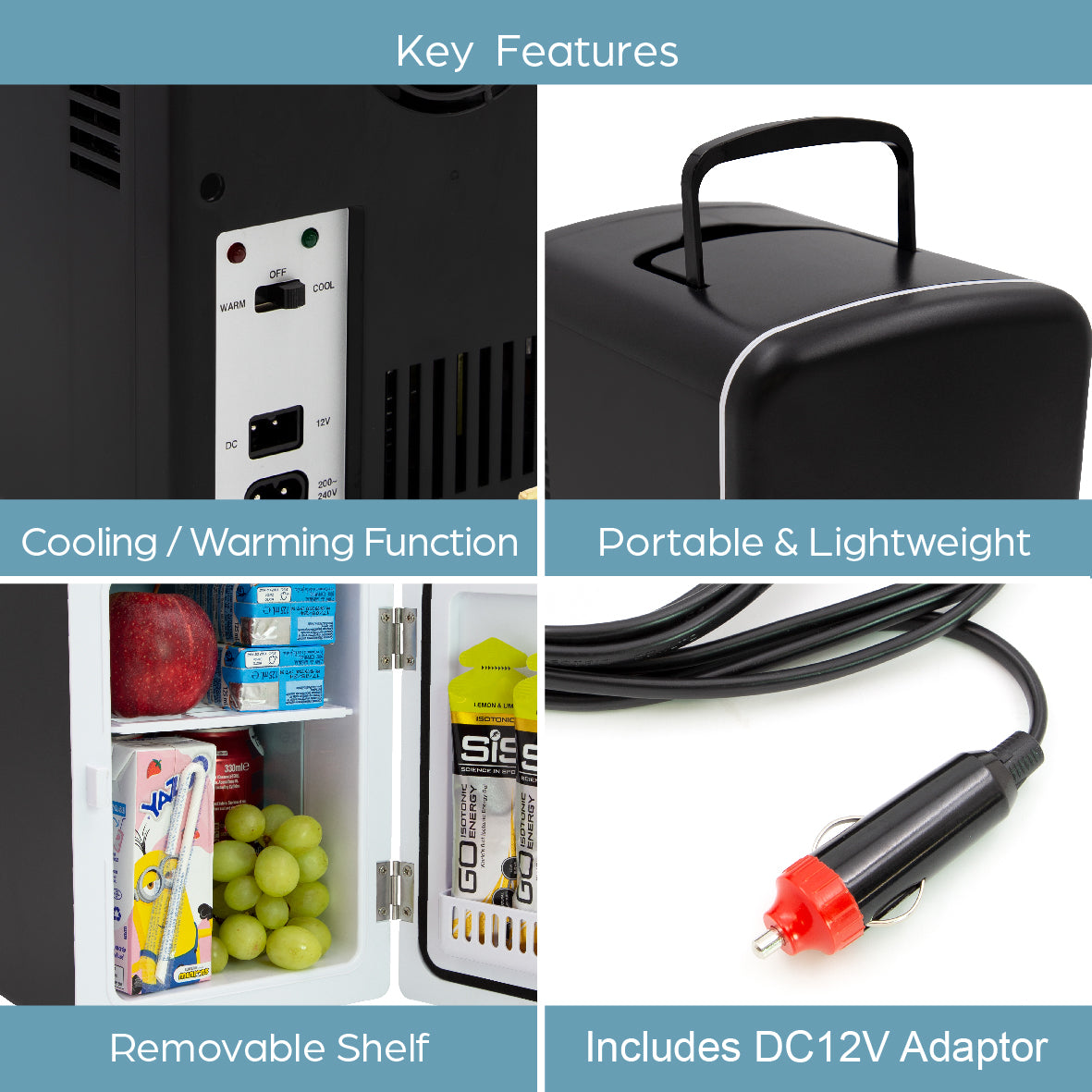 4L Portable Mini Fridge - Black