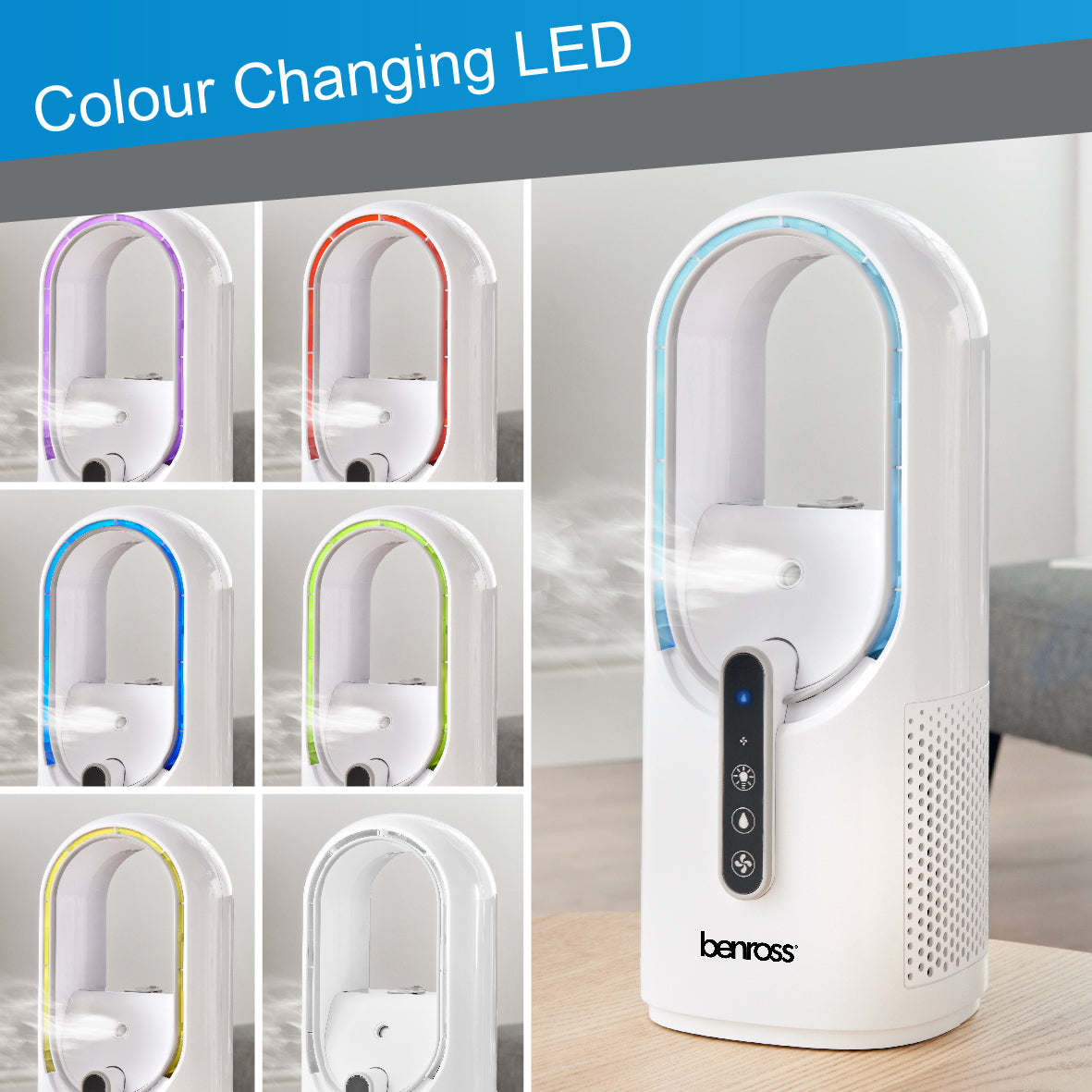 Rechargeable Bladeless Fan with Spray Mist