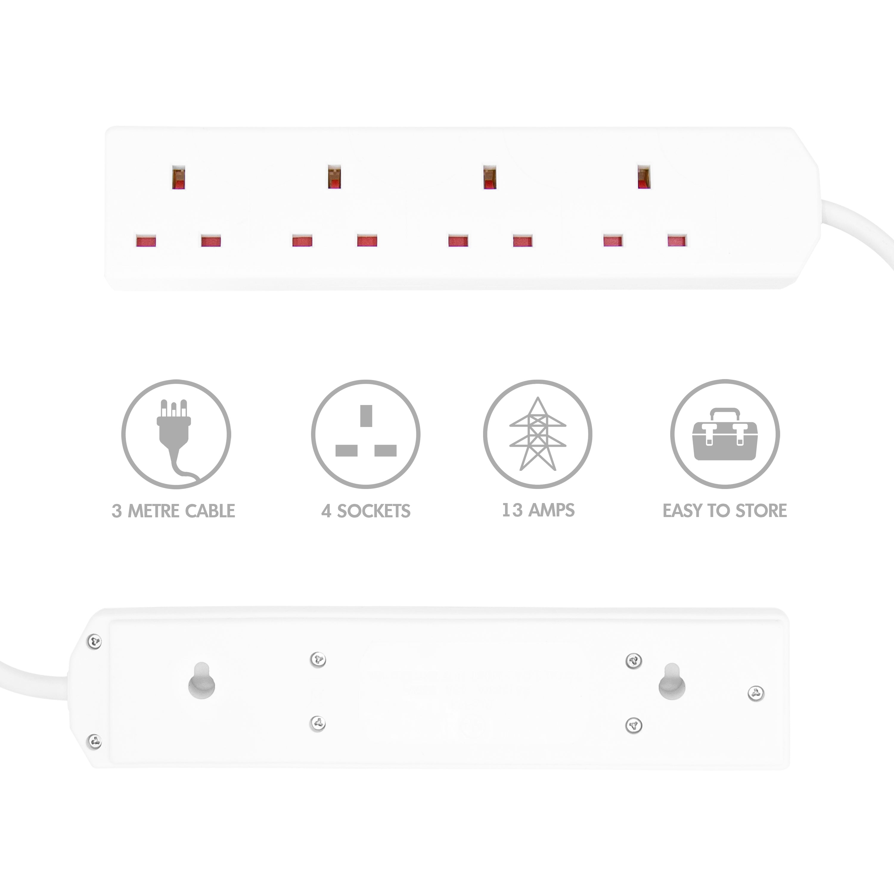 4-Way 3m Extension Lead