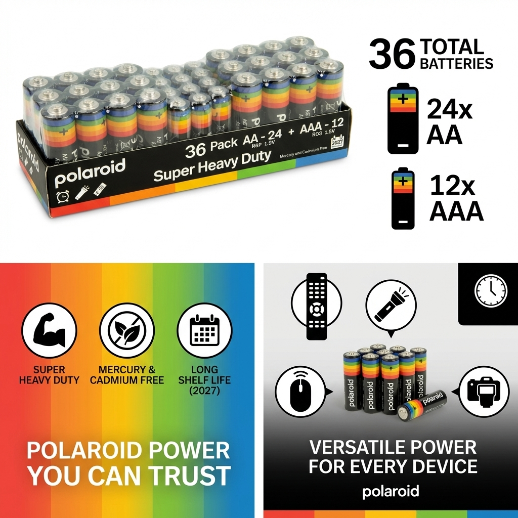 36 Pack Battery Set - 24 x AA, 12 X AAA