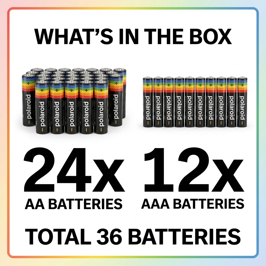 36 Pack Battery Set - 24 x AA, 12 X AAA