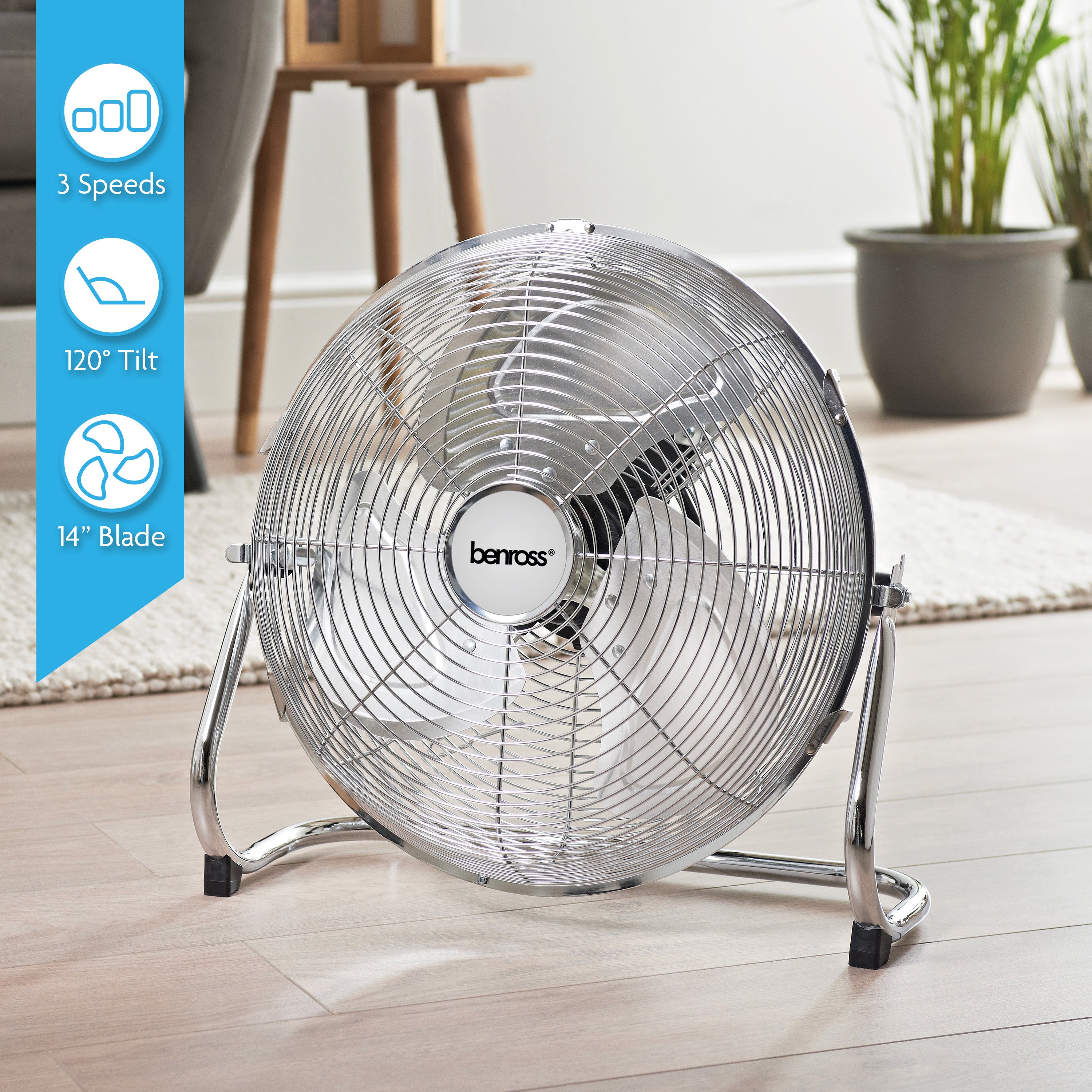 14" Chrome Floor Fan