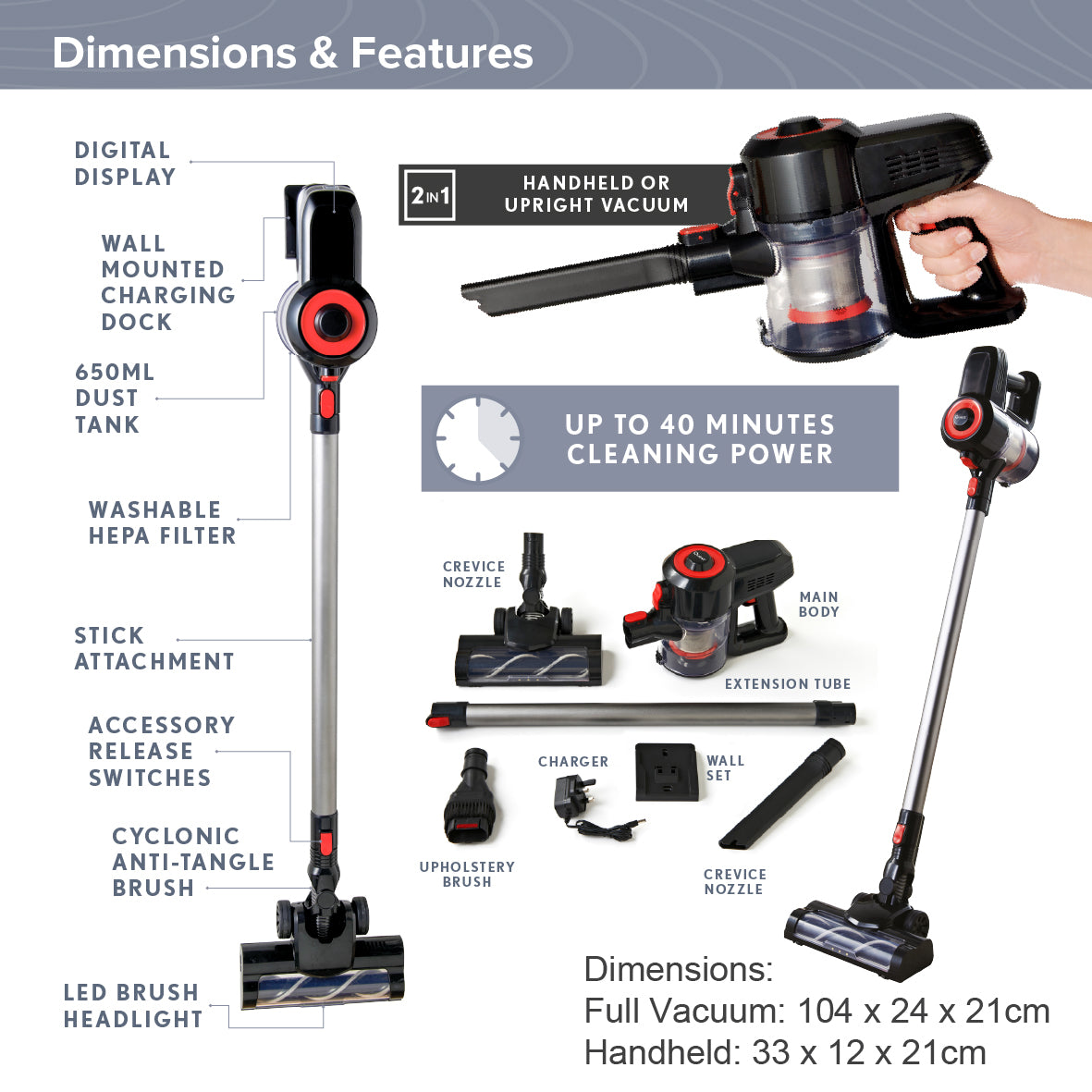 2-in-1 Cordless Vacuum Cleaner
