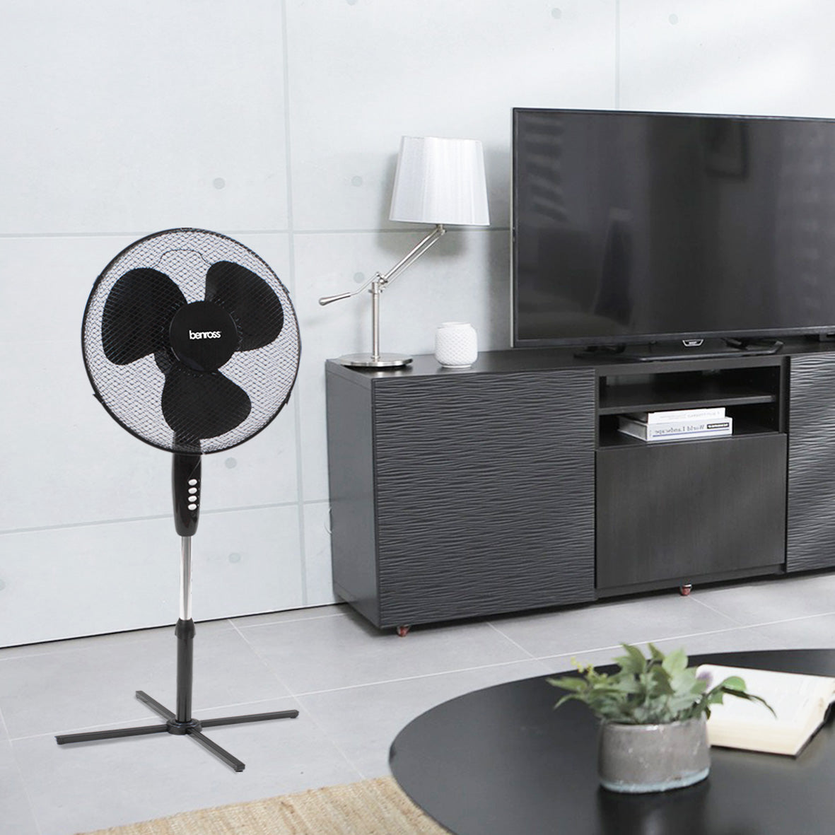 16" Oscillating Stand Fan - Black
