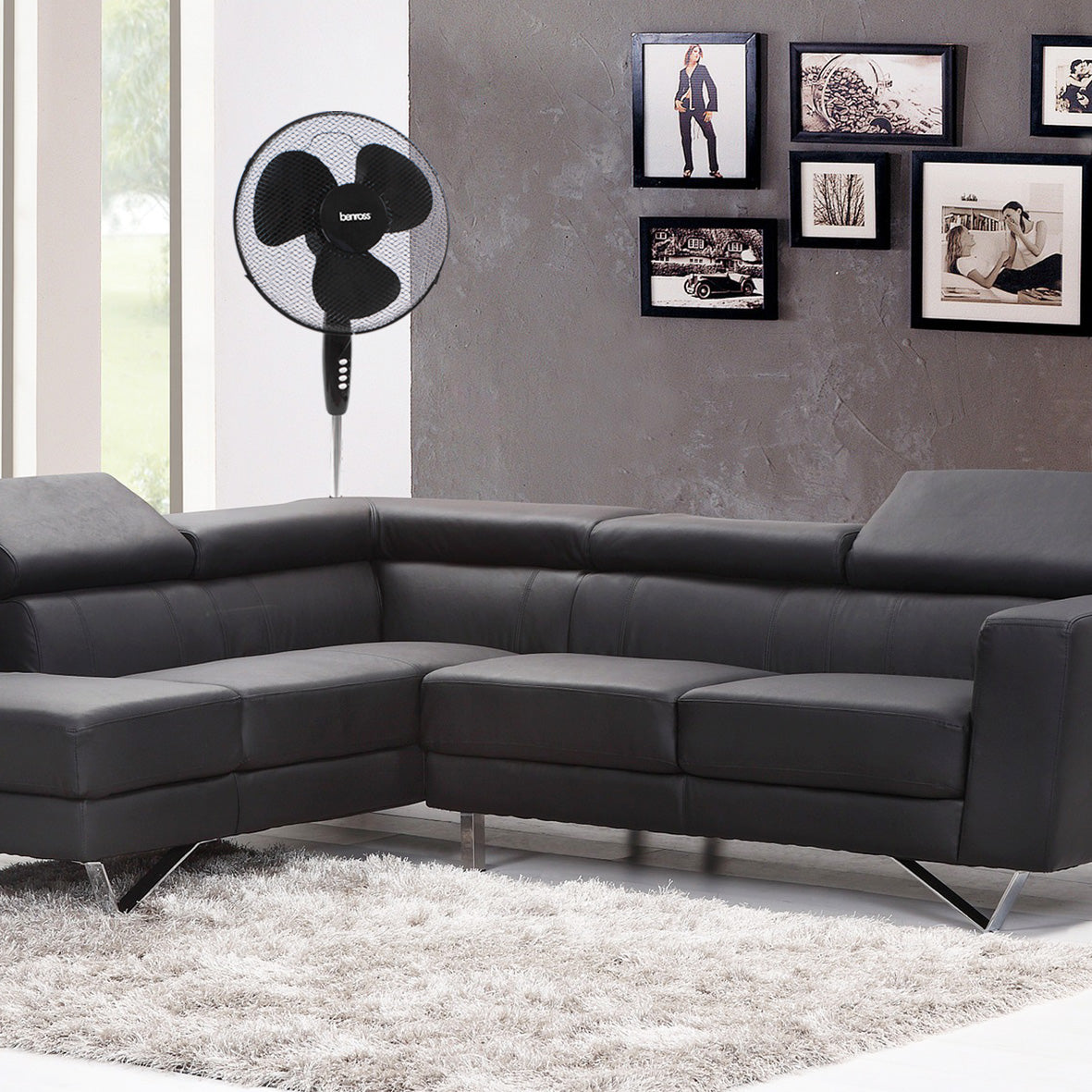 16" Oscillating Stand Fan - Black