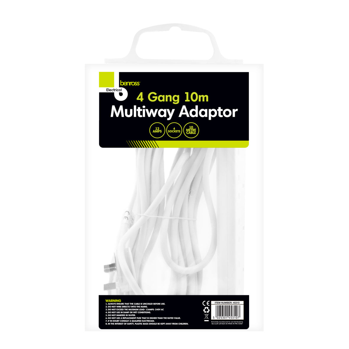 4-Way 10m Extension Lead