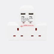 2-Way Wall Adaptor with 2 USB Ports