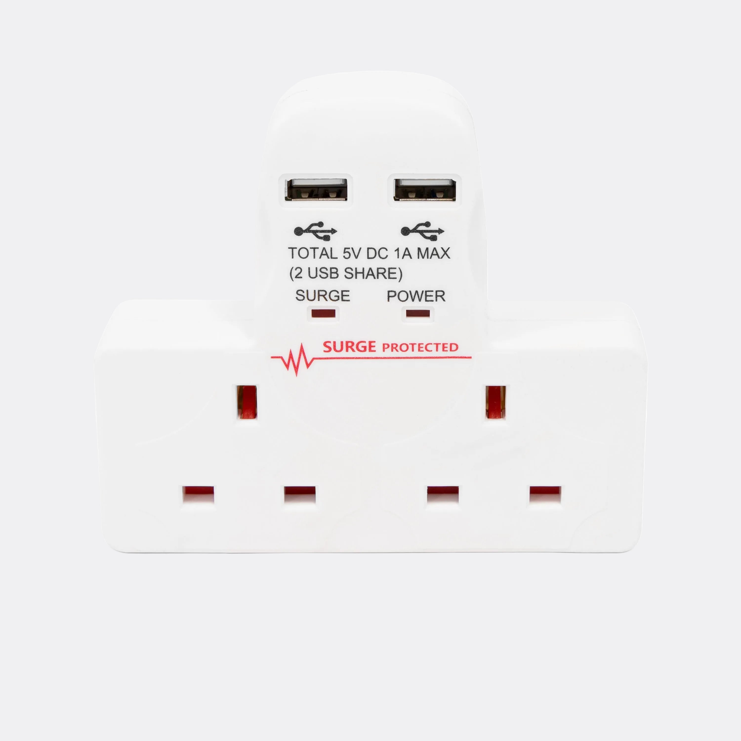 2-Way Wall Adaptor with 2 USB Ports