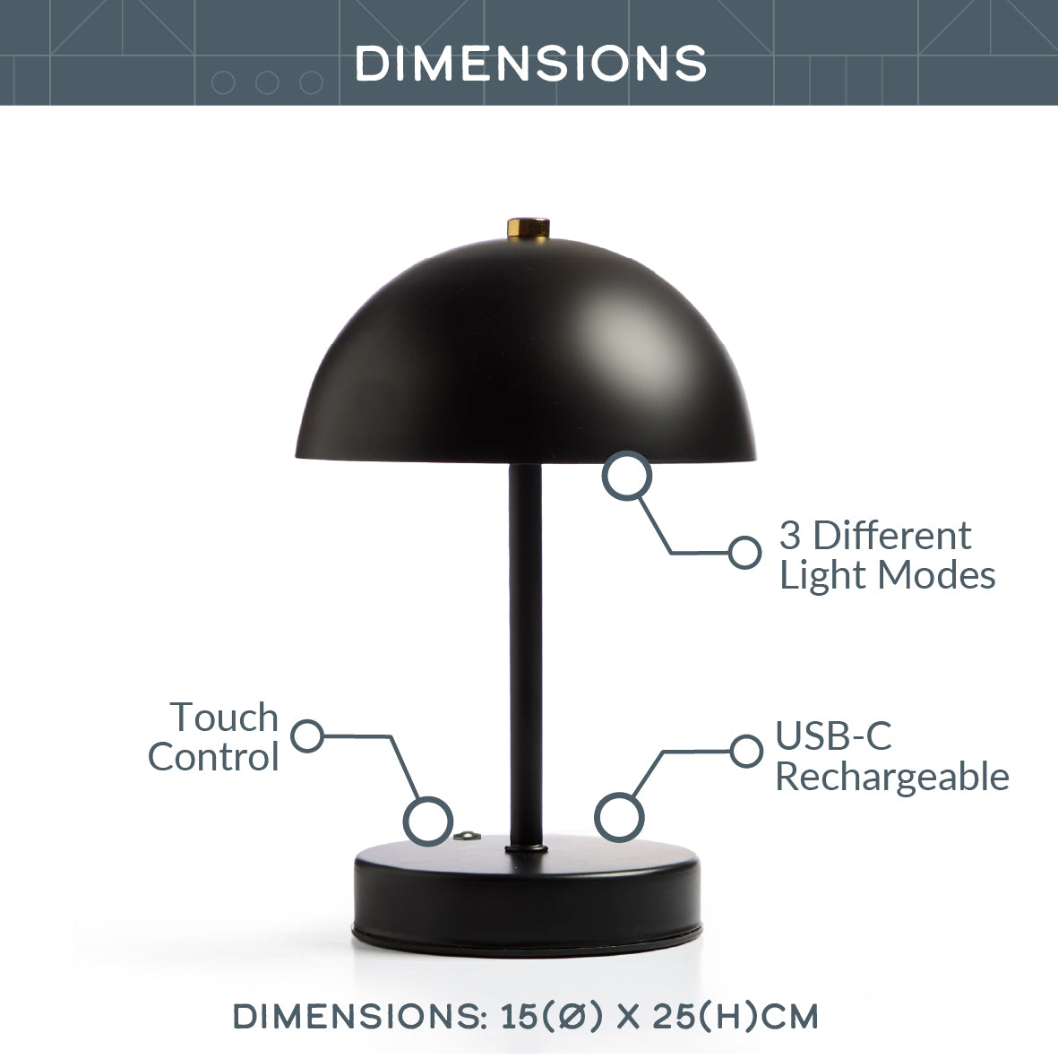 Mushroom Table Lamp - Black