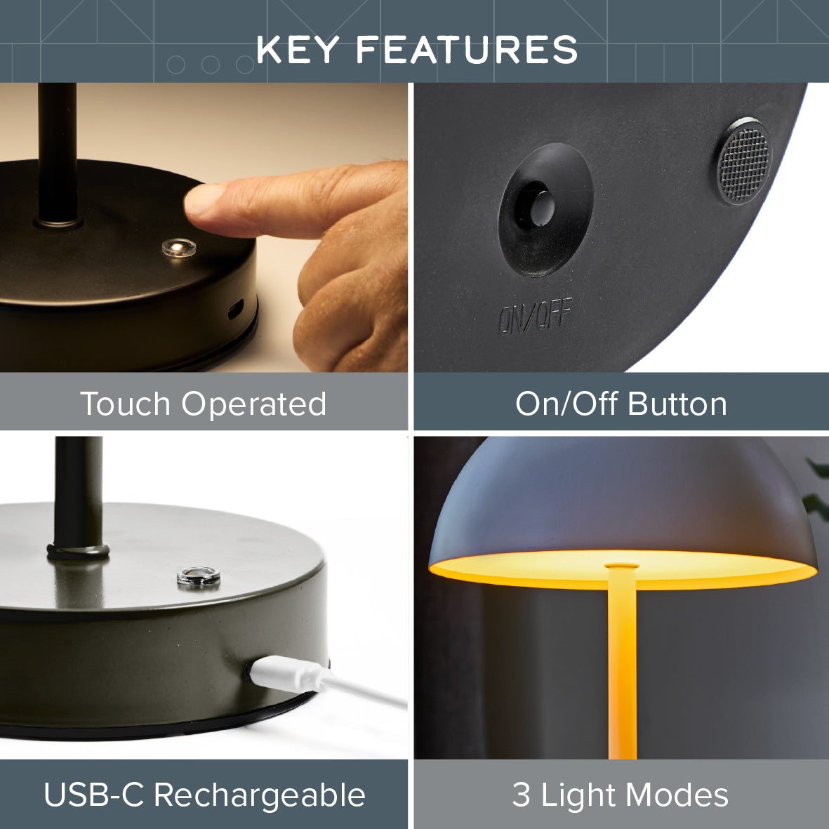 Mushroom Table Lamp - Black
