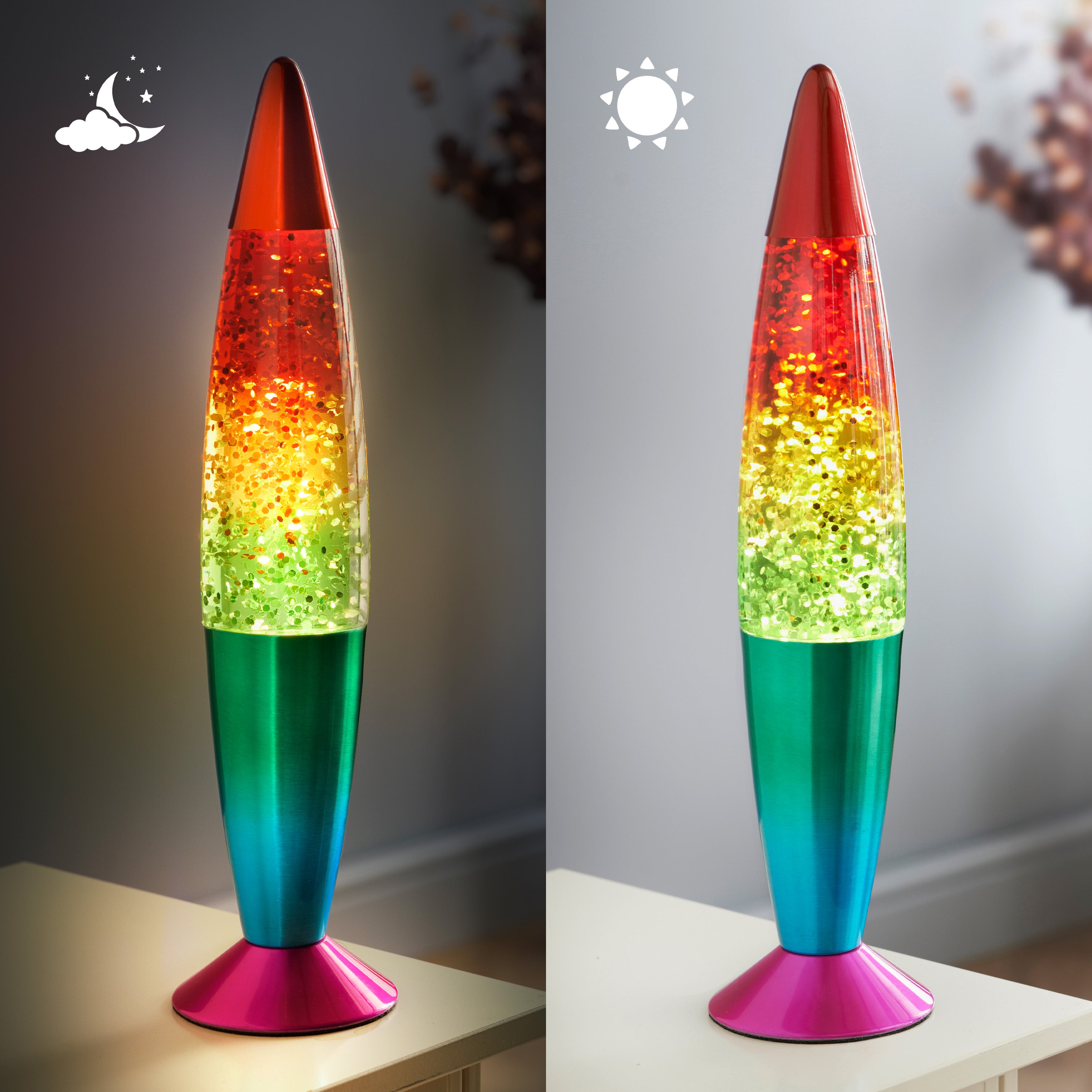 40cm Rainbow Glitter Lamp
