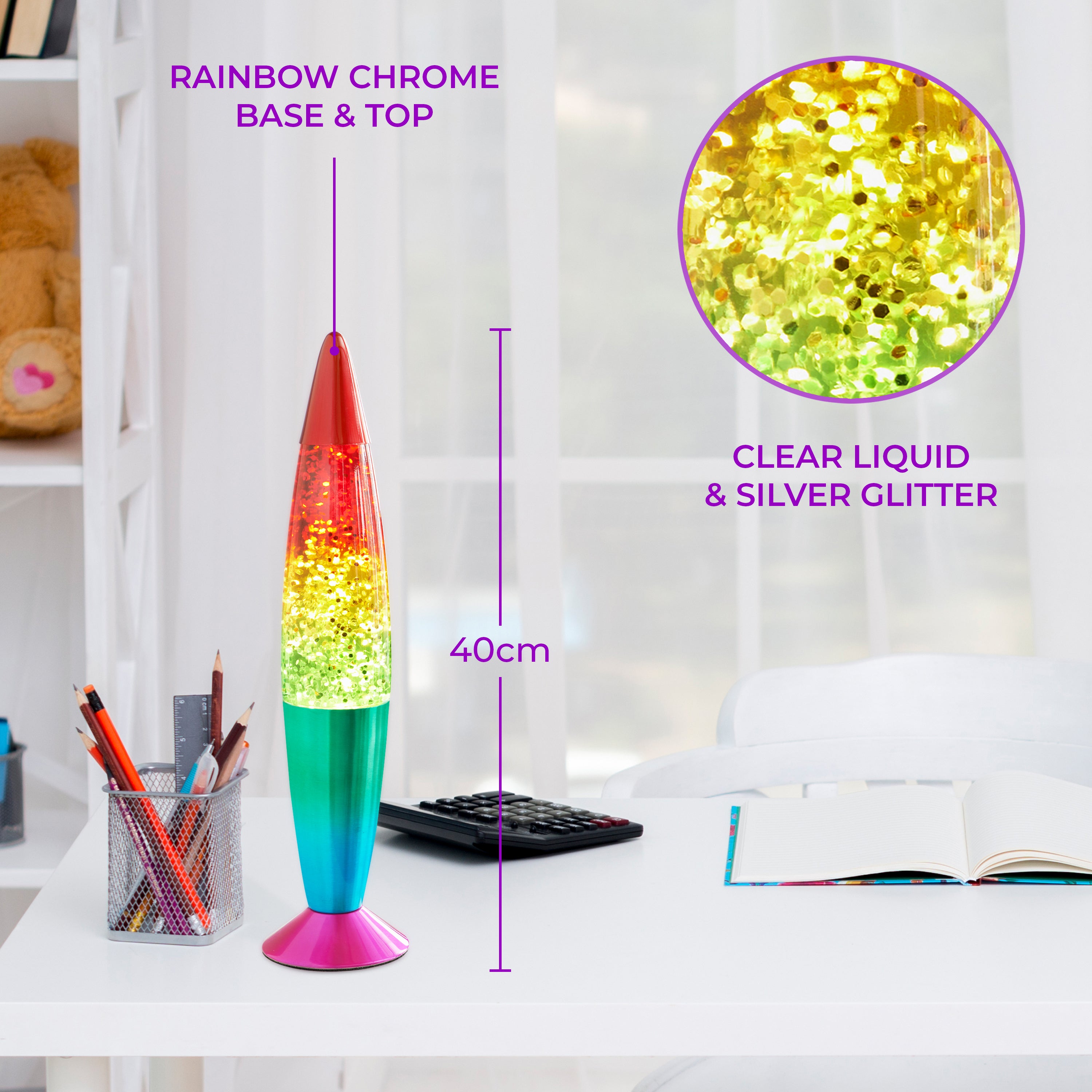 40cm Rainbow Glitter Lamp
