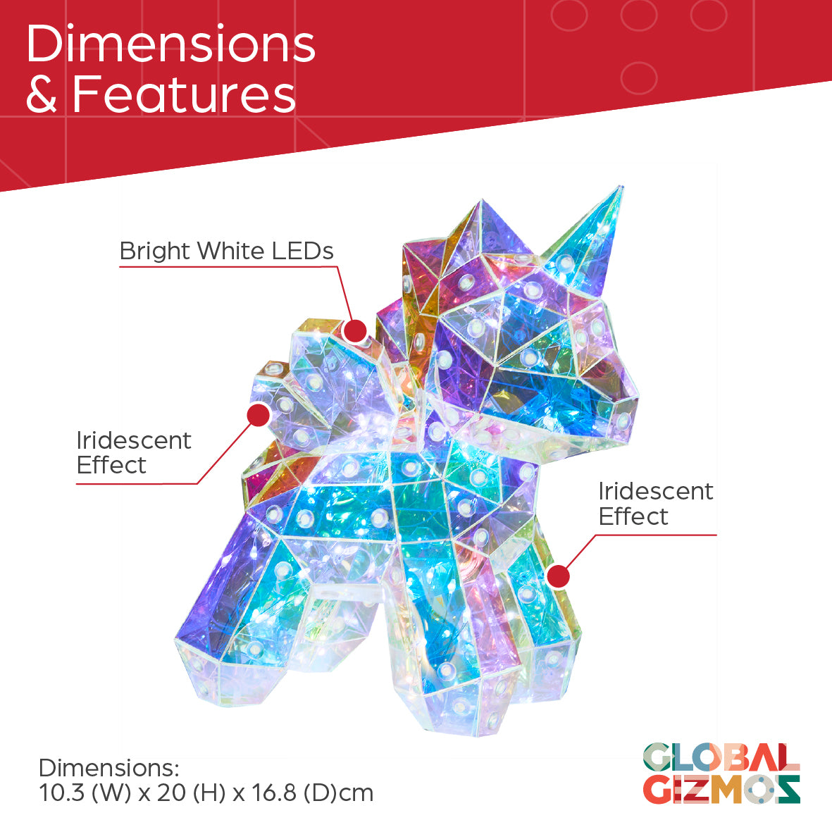 20cm Iridescent Unicorn Lamp