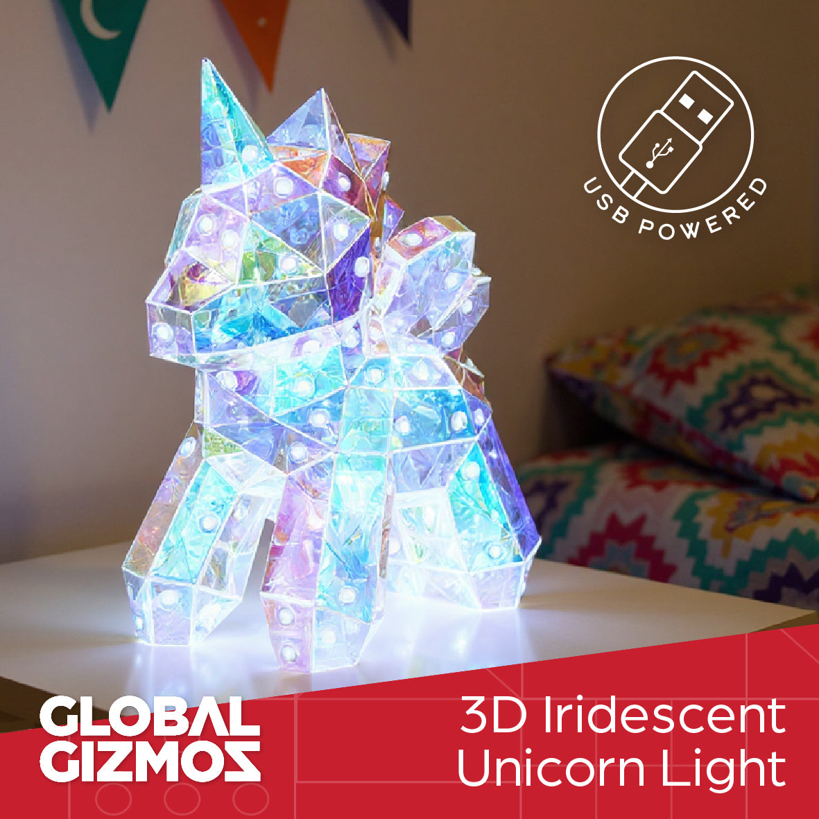 25cm Iridescent Unicorn Lamp