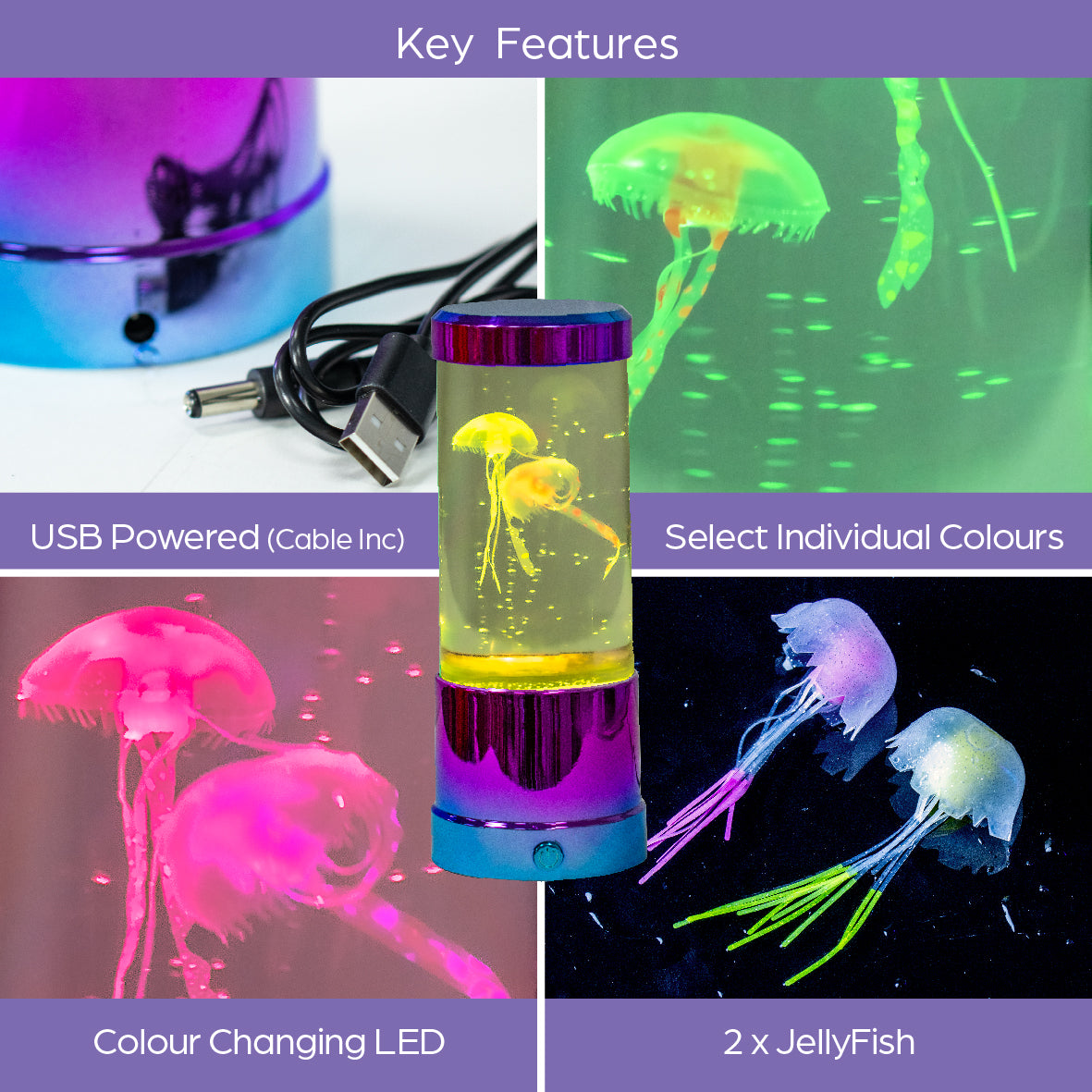 Jellyfish Aquarium Lamp - Multicoloured