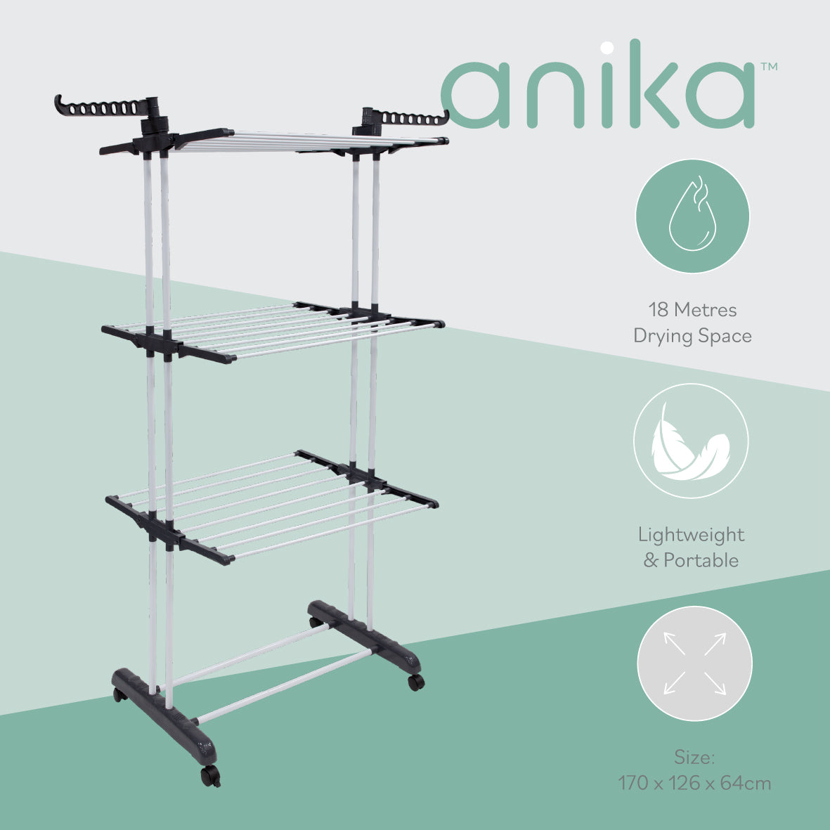 3 Tier Clothes Airer with Wheels