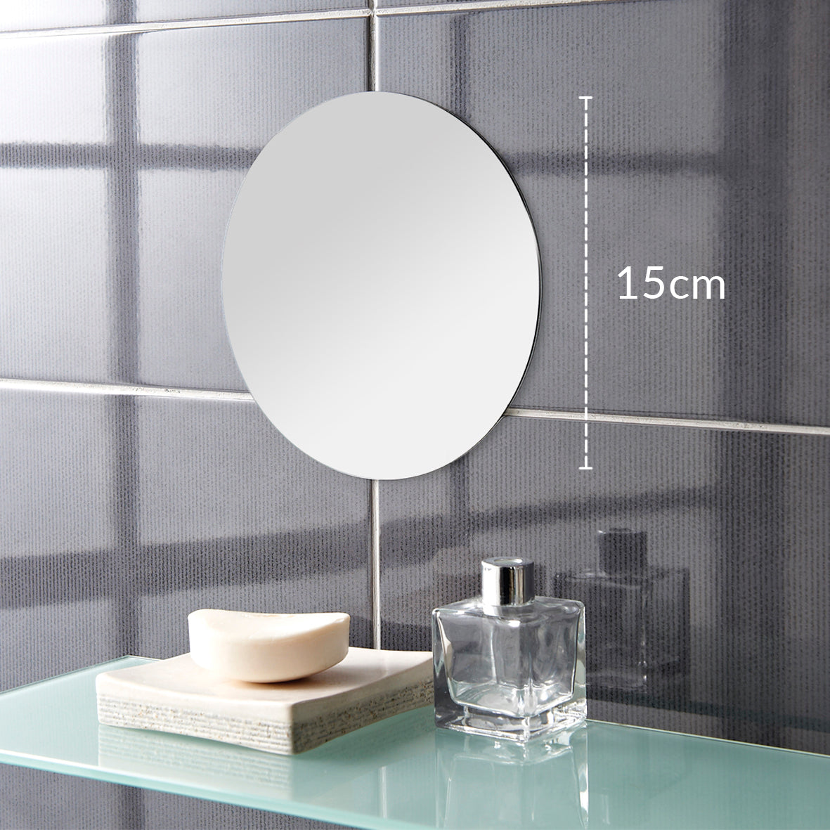 3pk Round Adhesive Mirrors - 15cm