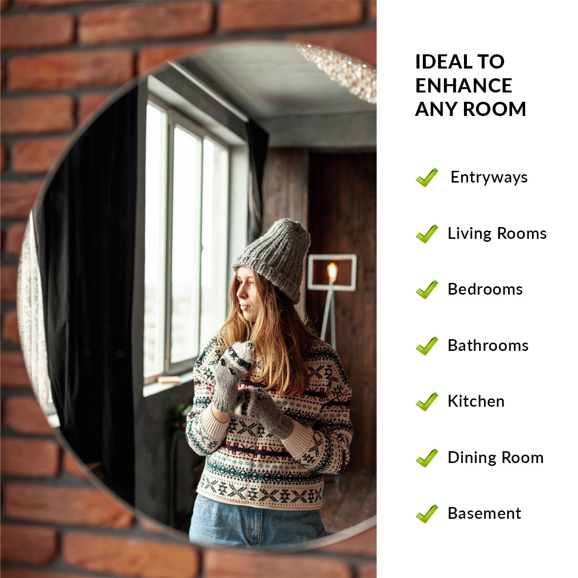 3pk Round Adhesive Mirrors - 15cm
