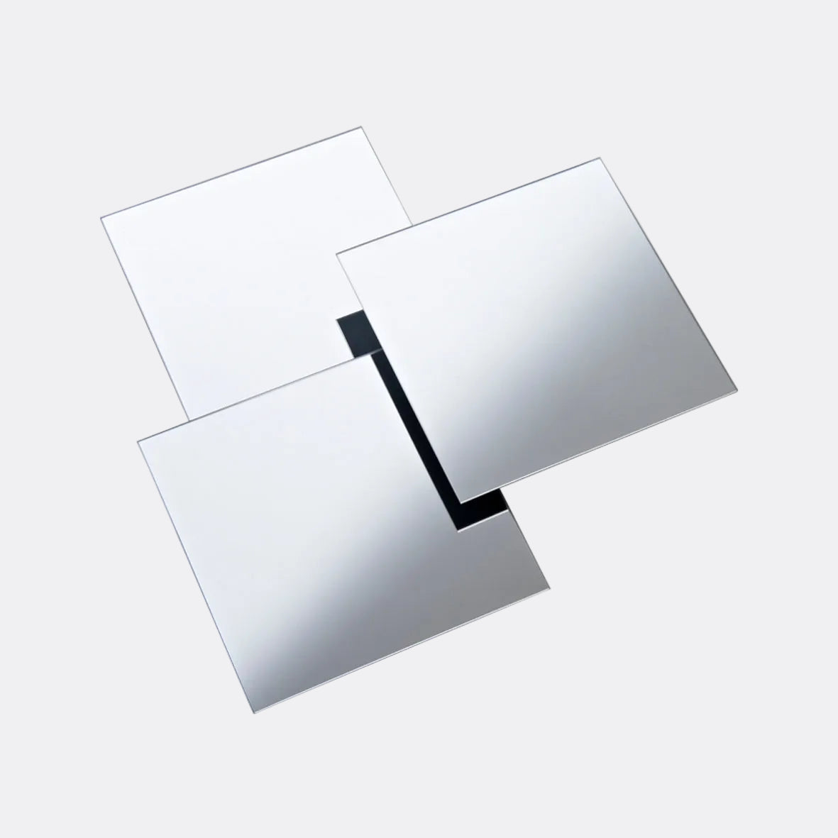 3pk Square Adhesive Mirrors 20cm