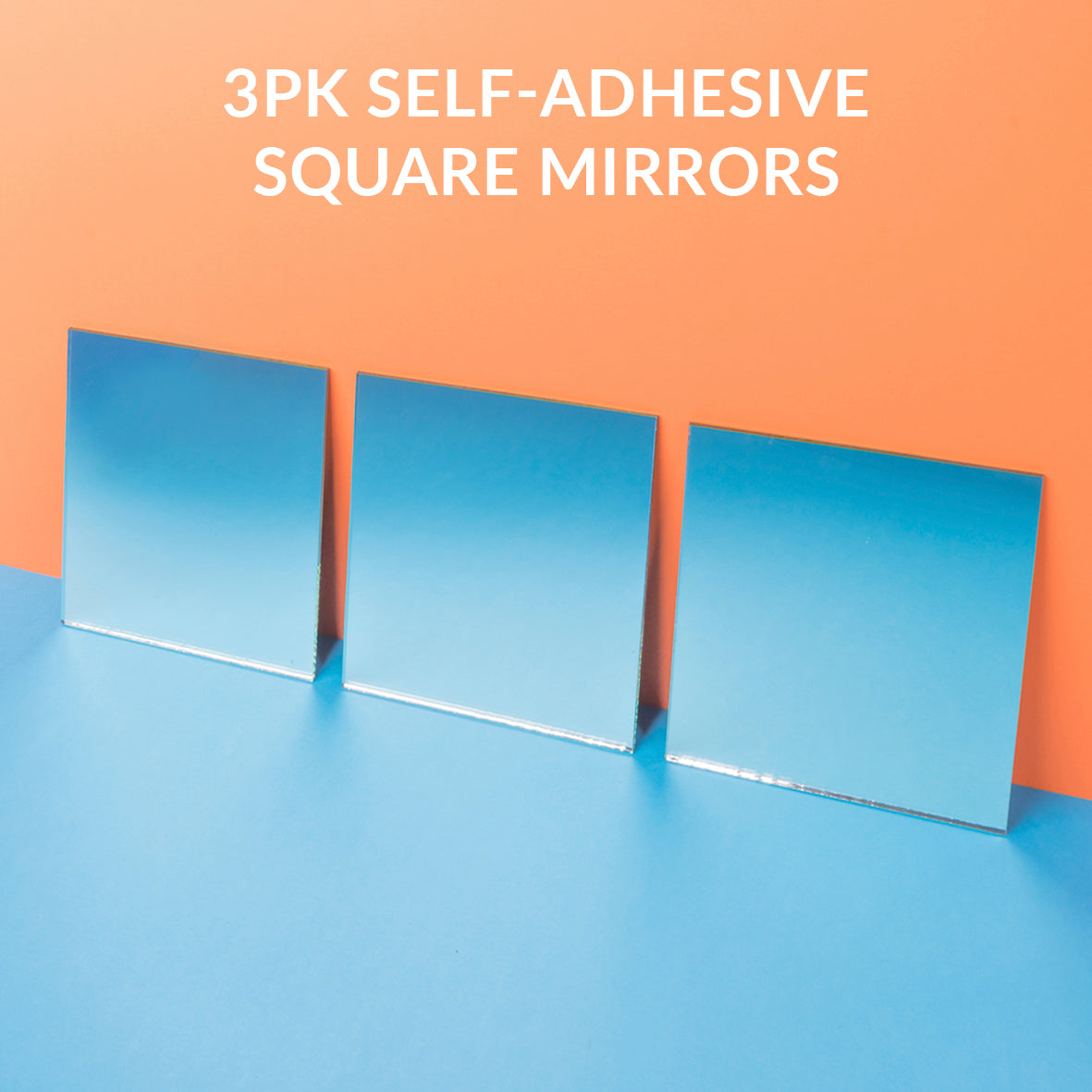 3pk Square Adhesive Mirrors - 20cm