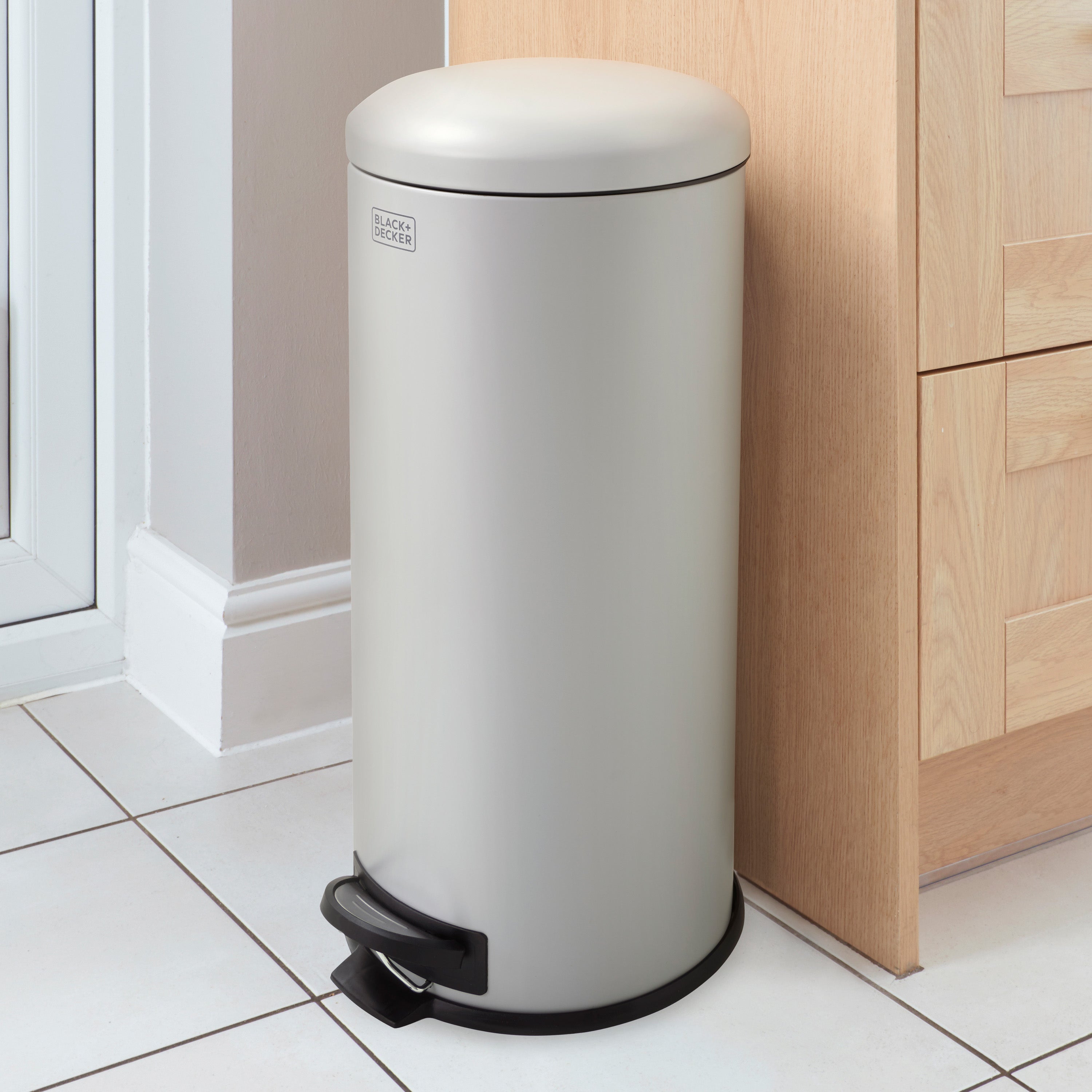 30L Grey Domed Lid Pedal Bin