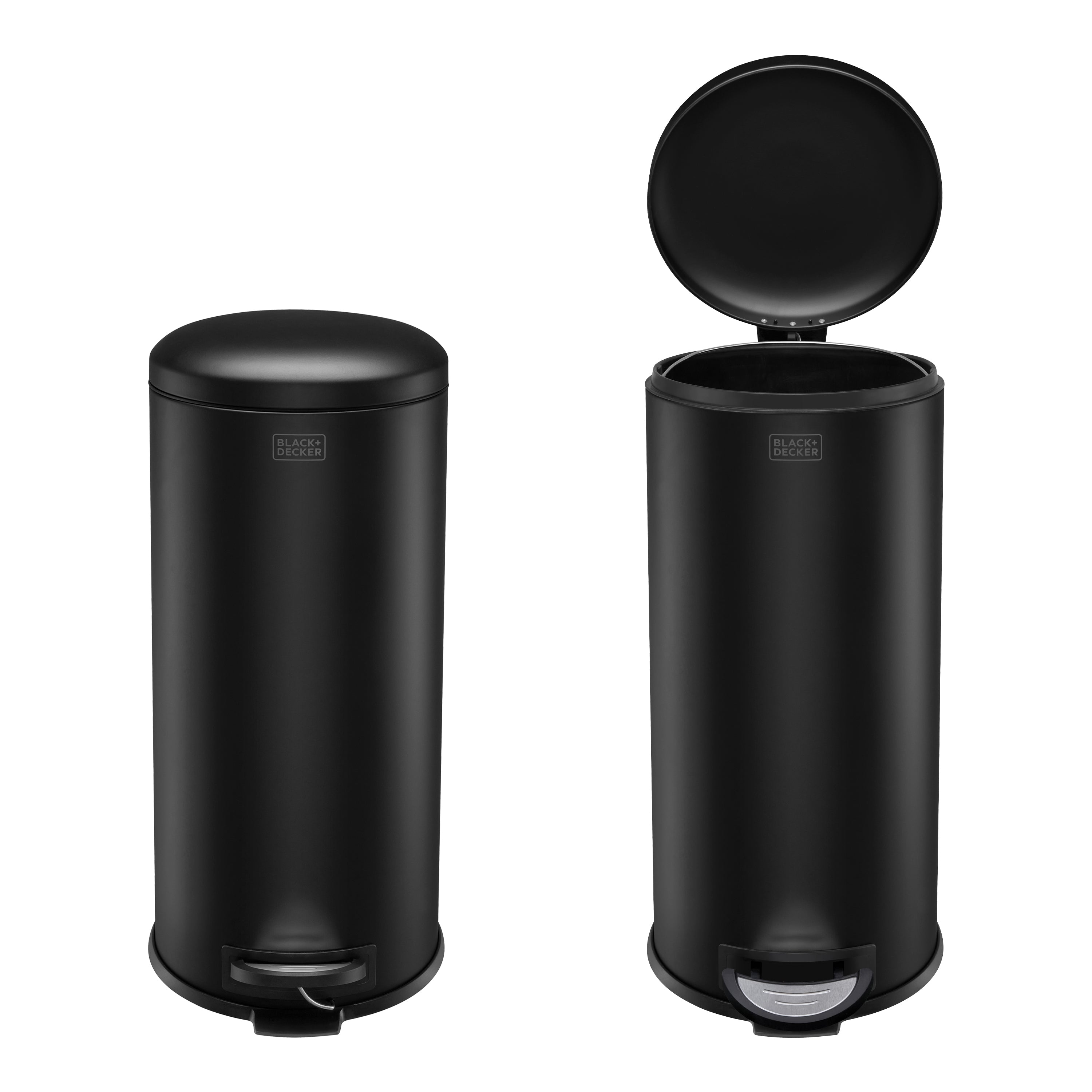 30L Matt Black Domed Lid Pedal Bin