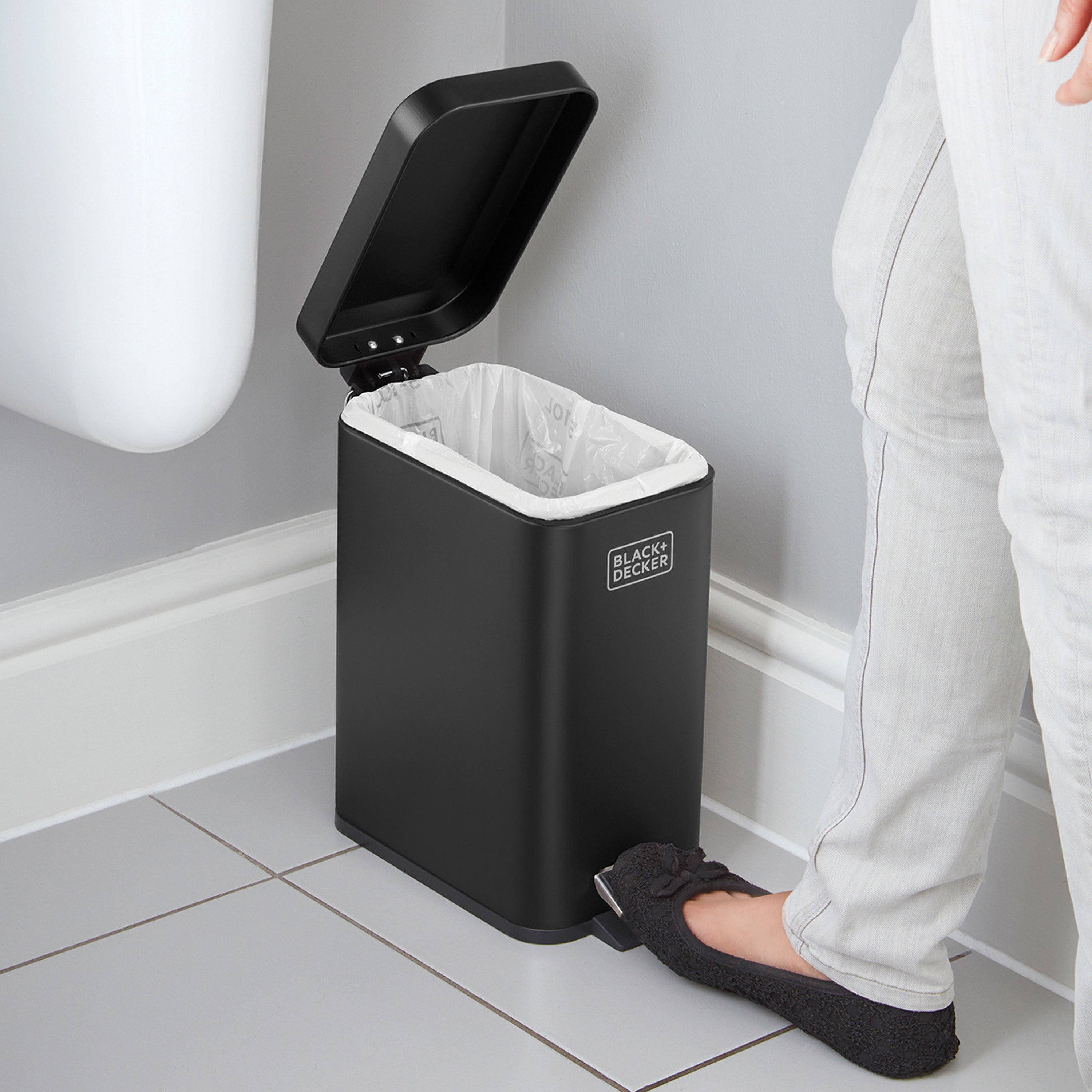 5L Slimline Pedal Bin - Matt Black