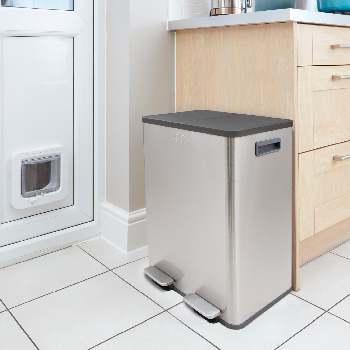 40L Slimline Recycle Bin - Stainless Steel