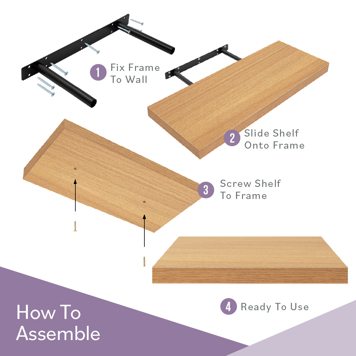 60cm Floating Shelf - Oak