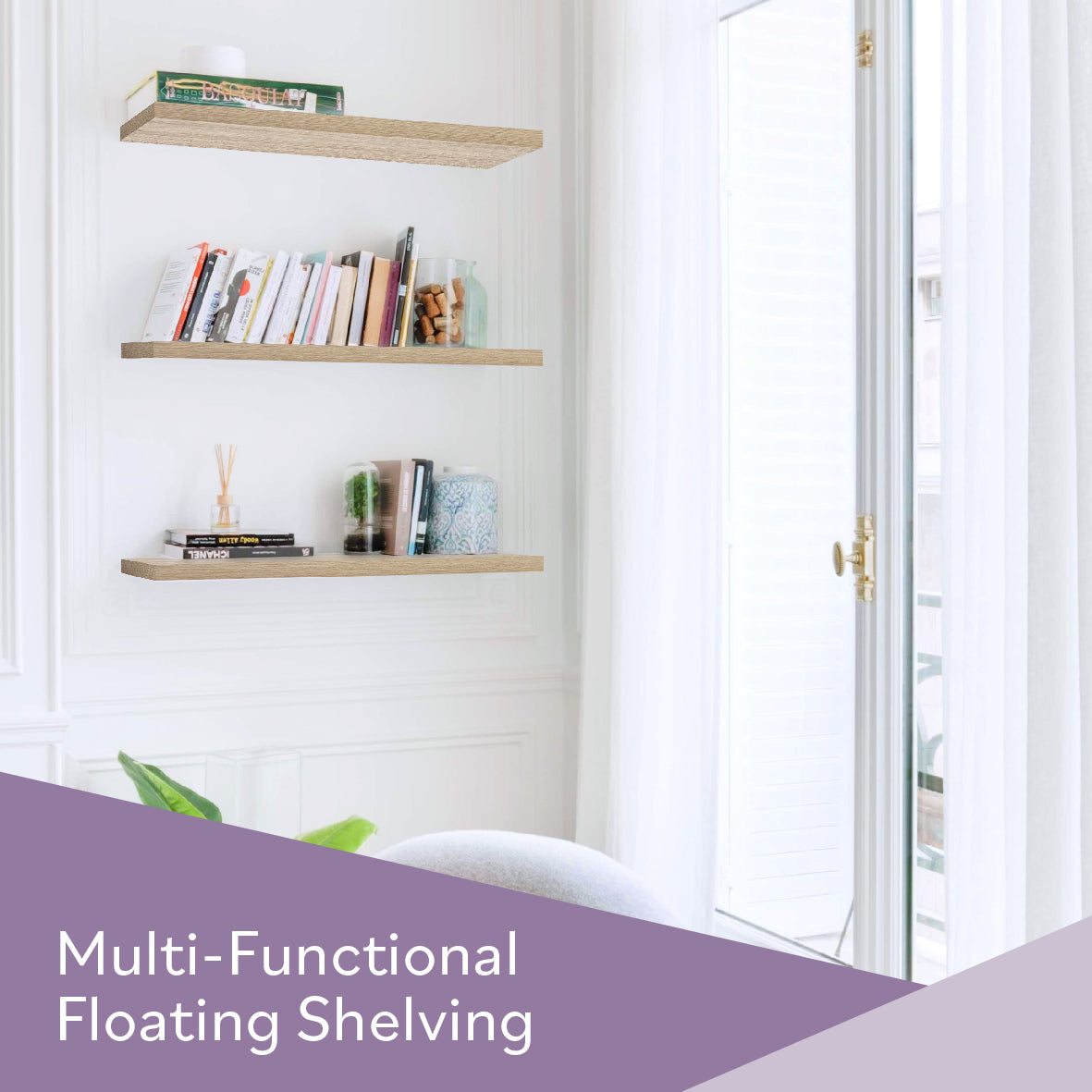 60cm Floating Shelf - Limed Oak