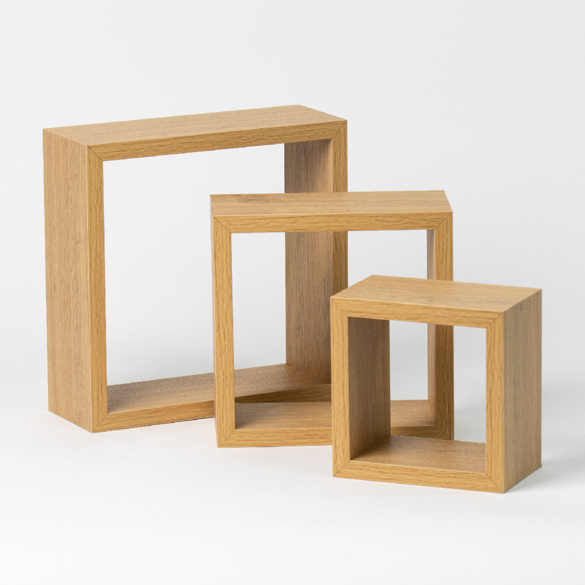3pk Floating Cube Shelves Oak