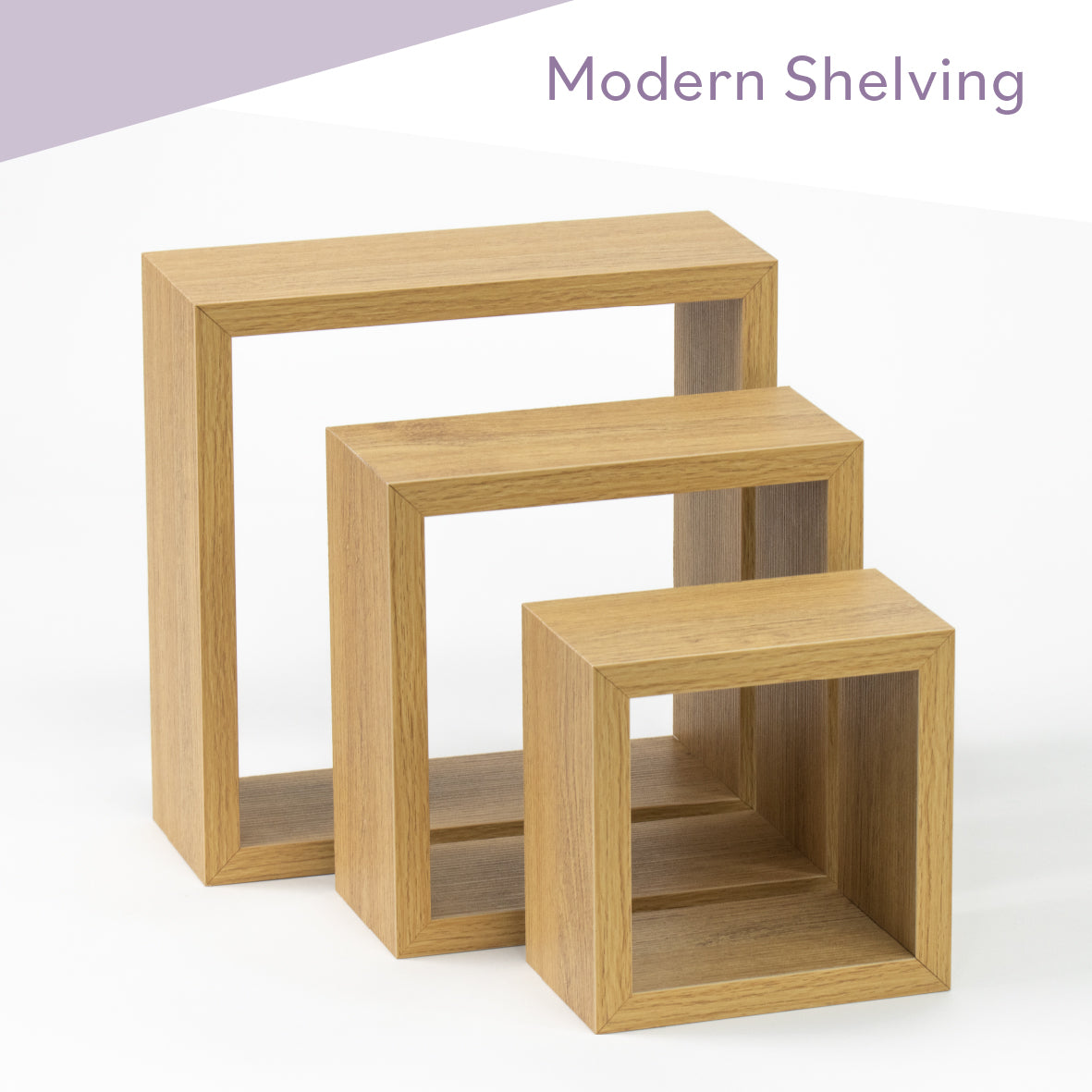 3pk Floating Cube Shelves - Oak