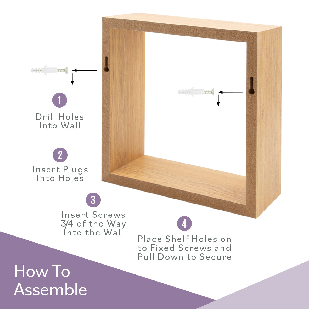 3pk Floating Cube Shelves - Oak