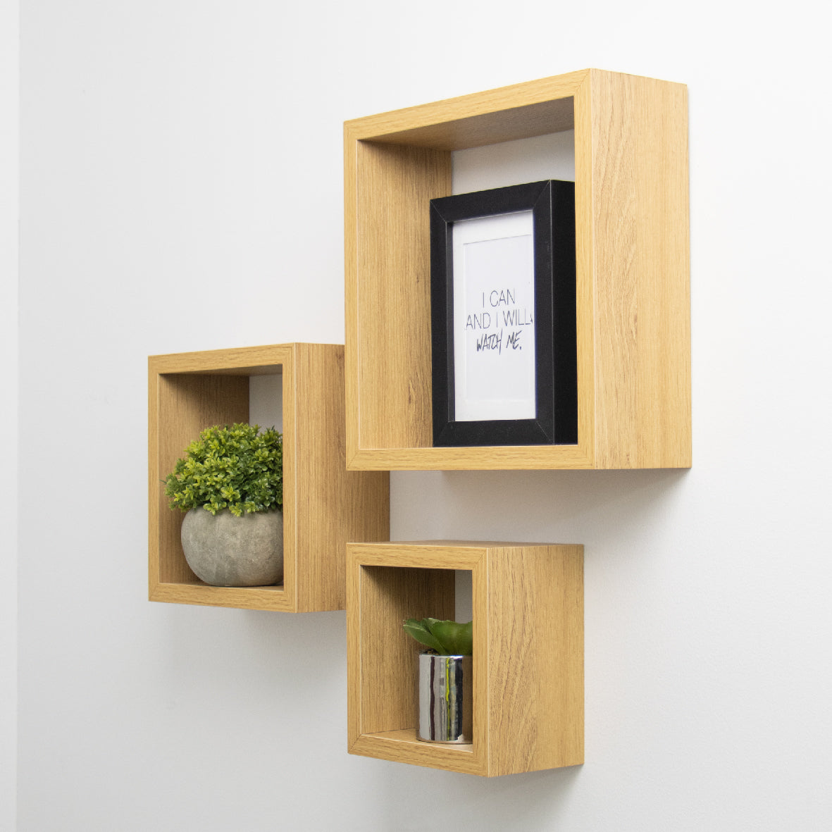 3pk Floating Cube Shelves - Oak