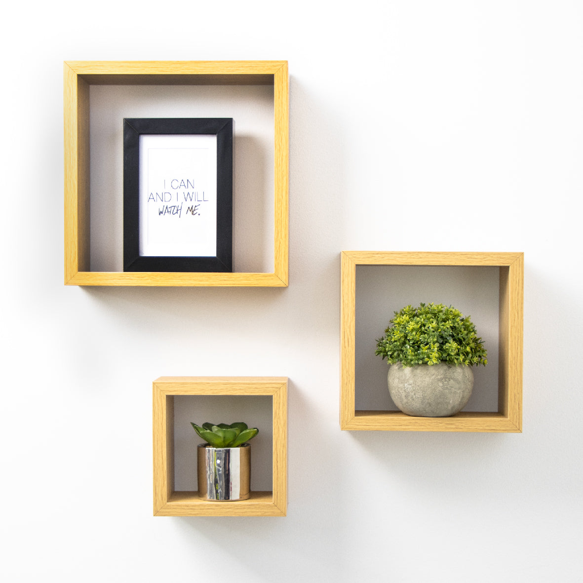 3pk Floating Cube Shelves - Oak