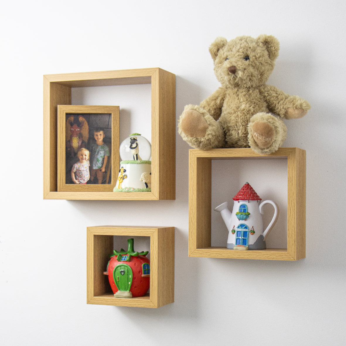 3pk Floating Cube Shelves - Oak