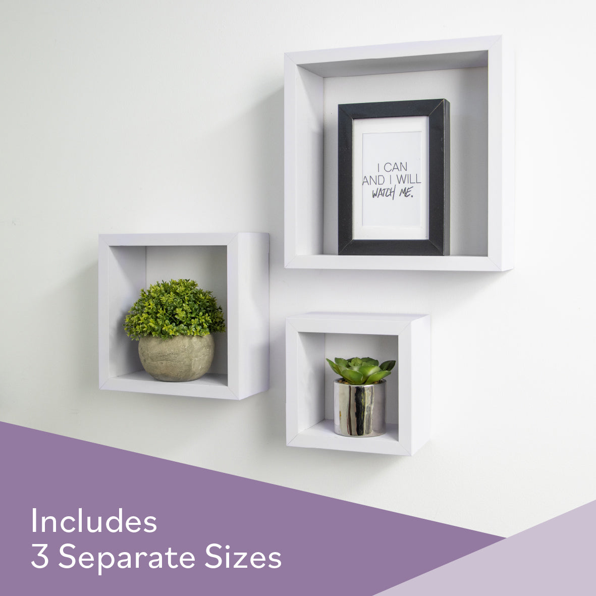 3pk Floating Cube Shelves - White