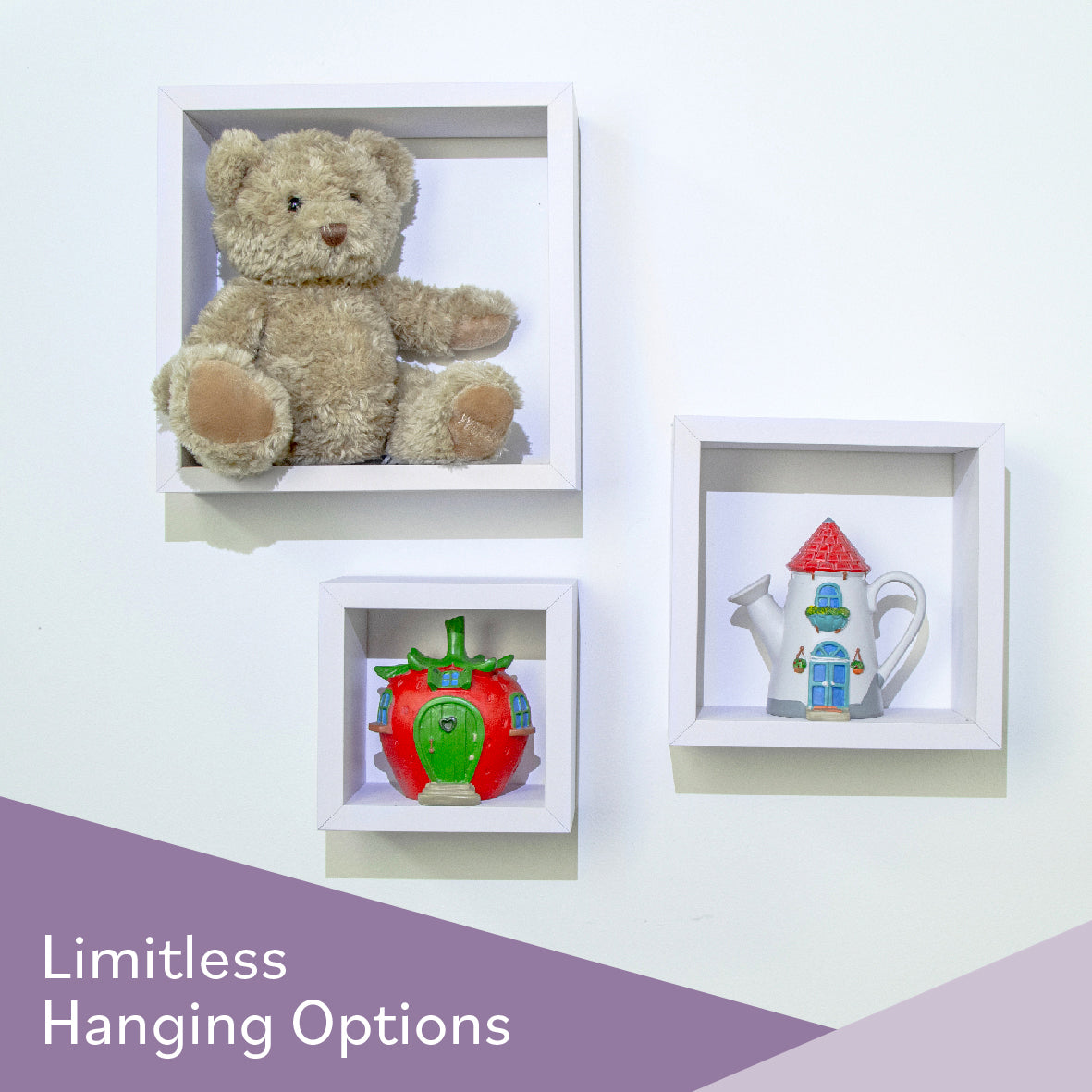 3pk Floating Cube Shelves - White