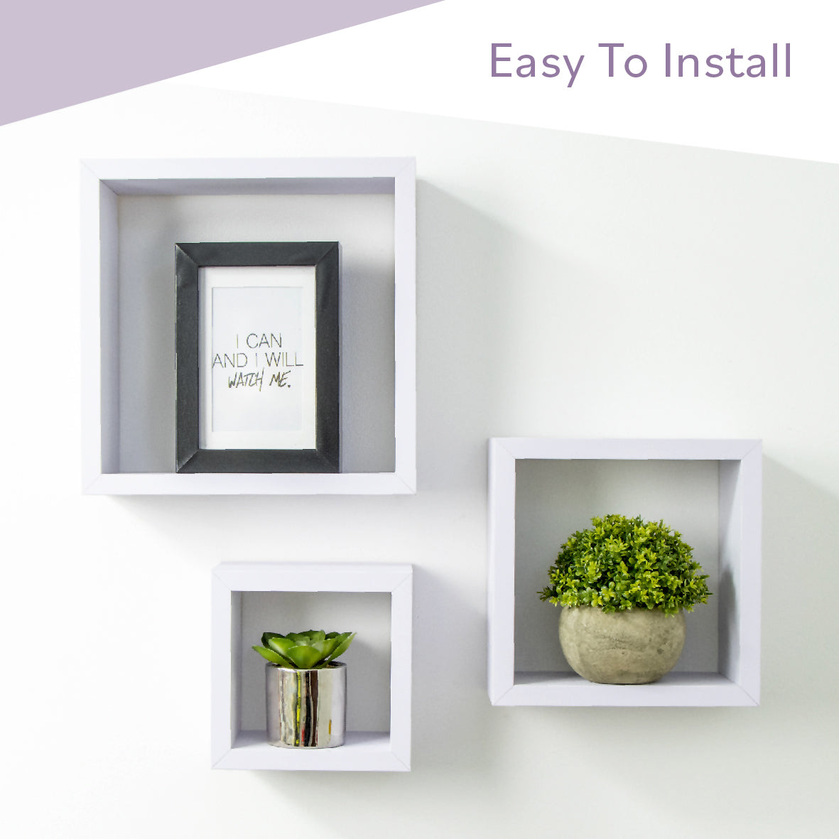 3pk Floating Cube Shelves - White