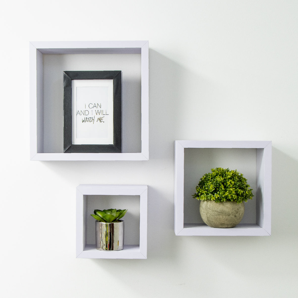 3pk Floating Cube Shelves - White