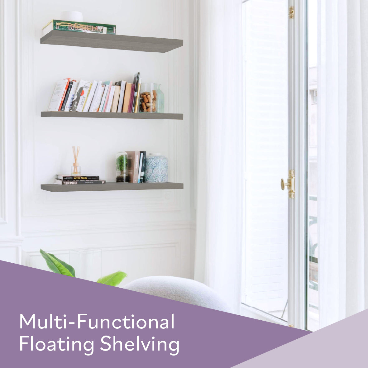 60cm Floating Shelf - Grey