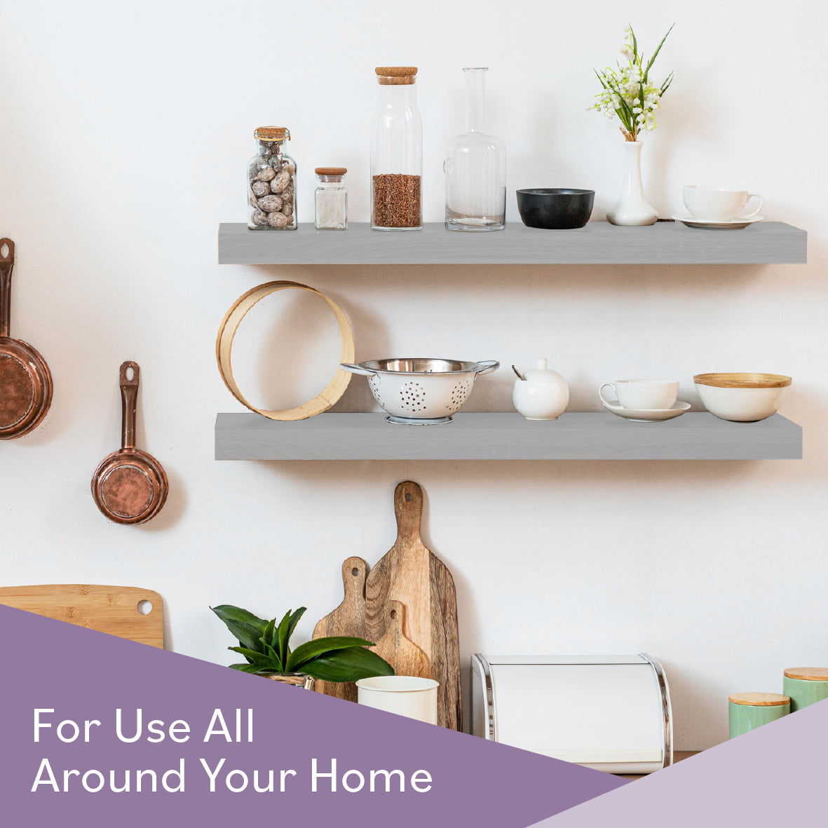 60cm Floating Shelf - Grey